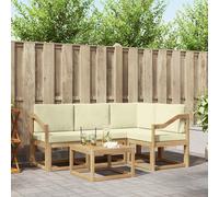 vidaXL Set di divani da esterno con cuscino 5 pcs Bianco e Crema, Mobili da giardino, moderno divano all'aperto, set modulare per patio, scomodo per il soggiorno