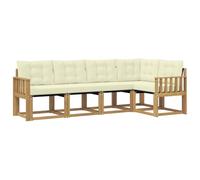 vidaXL Set di divani da esterno con cuscino 5 pcs Bianco e Crema, Divano da giardino di lusso, mobili moderni, set antivento, lettino resistente, divano in legno acacia, posto contemporaneo
