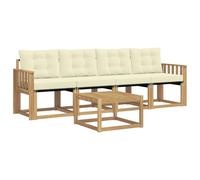 vidaXL Set di divani da esterno con cuscino 5 pcs Bianco e Crema, Divano da Giardino, Sofa Moderna per Patio, Mobili Resistenti per Esterni, Set Comodo per la Terrazza