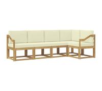 vidaXL Set di divani da esterno con cuscino 5 pcs Bianco e Crema, Divano moderno da esterno, mobili modulari, resistente alle intemperie, comodi per il tuo terrazzo