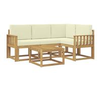 vidaXL Set di divani da esterno con cuscino 5 pcs Bianco e Crema, Mobili da giardino, moderno divano all'aperto, set modulare per patio, scomodo per il soggiorno