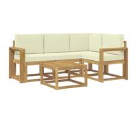 vidaXL Set di divani da esterno con cuscino 5 pcs Bianco e Crema, Mobili da giardino, moderno divano all'aperto, set modulare per patio, scomodo per il soggiorno