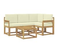 vidaXL Set di divani da esterno con cuscino 5 pcs Bianco e Crema, Mobili da giardino, moderno divano all'aperto, set modulare per patio, scomodo per il soggiorno