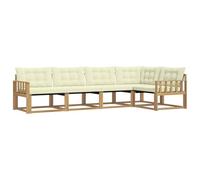 vidaXL Set di divani da esterno con cuscino 5 pcs Bianco e Crema, Set di Mobili da Esterno Moderni, Collezione di Divani per Giardino, Comoda Suite Lounge