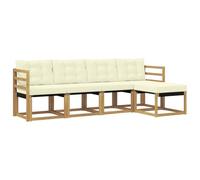 vidaXL Set di divani da esterno con cuscino 5 pcs Bianco e Crema, Set di Mobili da Giardino, Divano Moderno Esterno, Lounge Sezionale, Locale Patio Comodo
