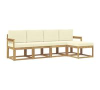 vidaXL Set di divani da esterno con cuscino 5 pcs Bianco e Crema