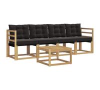 vidaXL Set di divani da esterno con cuscino 5 pcs Bianco e Nero, Divano da giardino, set comodo e moderno, arredo per esterni, relax garantito per patio e terrazzi