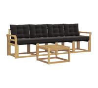 vidaXL Set di divani da esterno con cuscino 5 pcs Bianco e Nero, Divano da Giardino, Sofa Moderna per Patio, Mobili Resistenti per Esterni, Set Comodo per la Terrazza