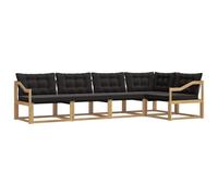 vidaXL Set di divani da esterno con cuscino 5 pcs Bianco e Nero, Set di Mobili da Esterno Moderni, Collezione di Divani per Giardino, Comoda Suite Lounge
