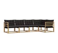 vidaXL Set di divani da esterno con cuscino 5 pcs Bianco e Nero, Set di Mobili da Esterno Moderni, Collezione di Divani per Giardino, Comoda Suite Lounge