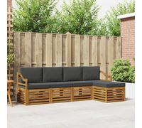 vidaXL Set divani 5 pcs Naturale e Antracite Legno di Acacia Massello, Divano moderno da giardino, set modulare per esterni, mobili in acacia, lounge minimalista, comodo vicino alla piscina