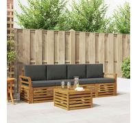 vidaXL Set divani 5 pcs Naturale e Antracite Legno di Acacia Massello, Divano da giardino, moderno, all'aperto, set resistente per patio, lounge, comfort in terrazza