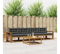 vidaXL Set di divani da esterno con cuscino 5 pcs Naturale e Antracite, Divano da esterno elegante, set modulare per giardino, resistente e comodo per il patio