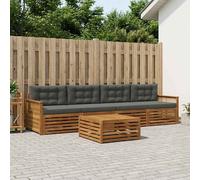 vidaXL Set di divani da esterno con cuscino 5 pcs Naturale e Antracite