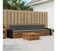 vidaXL Set di divani da esterno con cuscino 5 pcs Naturale e Antracite, Mobili da giardino, divano sezionale moderno per terrazza, comfort per lounge all'aperto