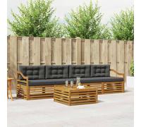 vidaXL Set di divani da esterno con cuscino 5 pcs Naturale e Antracite, Mobili da giardino, divano sezionale moderno per terrazza, comfort per lounge all'aperto