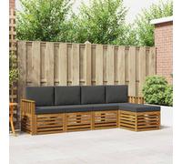 vidaXL Set divani 5 pcs Naturale e Antracite Legno di Acacia Massello, Divano moderno da giardino, set modulare per esterni, mobili in acacia, lounge minimalista, comodo vicino alla piscina