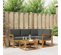 vidaXL Set di divani da esterno con cuscino 5 pcs Naturale e Antracite