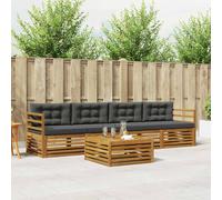vidaXL Set di divani da esterno con cuscino 5 pcs Naturale e Antracite, Mobili da giardino, divano sezionale moderno per terrazza, comfort per lounge all'aperto