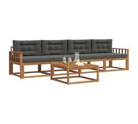 vidaXL Set di divani da esterno con cuscino 5 pcs Naturale e Antracite, Divano da esterno elegante, set modulare per giardino, resistente e comodo per il patio