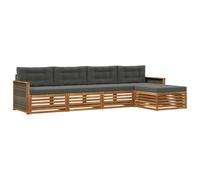 vidaXL Set di divani da esterno con cuscino 5 pcs Naturale e Antracite, Divano da giardino, moderno e sezionale, arredo outdoor, comodo set per rilassarsi e godersi il patio