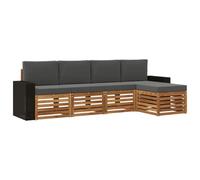 vidaXL Set di divani da esterno con cuscino 5 pcs Naturale e Antracite, Divano da giardino, set moderno per esterni, divano angolare, arredamento per piscina, beige e marrone