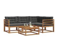 vidaXL Set di divani da esterno con cuscino 5 pcs Naturale e Antracite, Divano in legno di acacia, arredo moderno per esterni, set sezionale elegante, lounge resistente alle intemperie