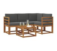 vidaXL Set di divani da esterno con cuscino 5 pcs Naturale e Antracite, Divano Sezionale da Giardino, Mobili da Esterno Moderni, Lounge Durevole per Patio, Posto a Sedere per Terrazza, Set di Vita Co