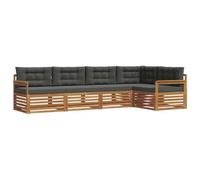 vidaXL Set di divani da esterno con cuscino 5 pcs Naturale e Antracite, Set Comfort Esterno, Divano Sezionale Moderno, Lounge Resistente, Mobili da Giardino, Posti per Relax