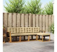 vidaXL Set di divani da esterno con cuscino 5 pcs Naturale e Beige, Set di Mobili da Giardino, Divano Moderno Esterno, Lounge Sezionale, Locale Patio Comodo