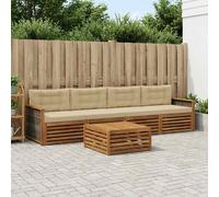 vidaXL Set di divani da esterno con cuscino 5 pcs Naturale e Beige, Mobili da giardino, divano sezionale moderno per terrazza, comfort per lounge all'aperto