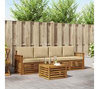 vidaXL Set divani 5 pcs Naturale e Beige Legno di Acacia Massello, Divano da giardino, moderno, all'aperto, set resistente per patio, lounge, comfort in terrazza