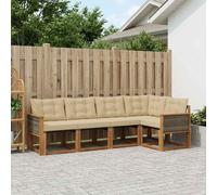 vidaXL Set di divani da esterno con cuscino 5 pcs Naturale e Beige, Set di divani moderni per esterni, arredo resistente agli agenti atmosferici, comodo lettino da giardino, stile relax all'aperto
