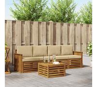 vidaXL Set di divani da esterno con cuscino 5 pcs Naturale e Beige