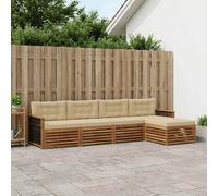 vidaXL Set di divani da esterno con cuscino 5 pcs Naturale e Beige, Divano da giardino, moderno e sezionale, arredo outdoor, comodo set per rilassarsi e godersi il patio