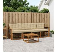 vidaXL Set di divani da esterno con cuscino 5 pcs Naturale e Beige