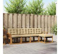 vidaXL Set di divani da esterno con cuscino 5 pcs Naturale e Beige, Set di Mobili da Giardino, Divano Moderno Esterno, Lounge Sezionale, Locale Patio Comodo