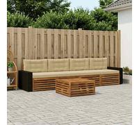 vidaXL Set di divani da esterno con cuscino 5 pcs Naturale e Beige, Mobili da giardino, divano sezionale moderno per terrazza, comfort per lounge all'aperto