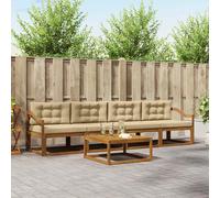 vidaXL Set di divani da esterno con cuscino 5 pcs Naturale e Beige, Set Divano da Esterno, Mobili Moderni per Patio, Lounge Sezionale, Sedute Modulari Resistenti per Comfort in Giardino