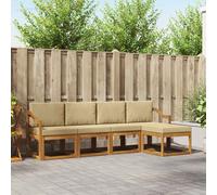 vidaXL Set di divani da esterno con cuscino 5 pcs Naturale e Beige, Set di divani da giardino moderni, mobili lounge resistenti per terrazze e patii, arredamenti in acacia per esterni