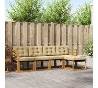 vidaXL Set di divani da esterno con cuscino 5 pcs Naturale e Beige, Set di Mobili da Giardino, Divano Moderno Esterno, Lounge Sezionale, Locale Patio Comodo