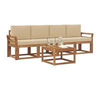 vidaXL Set di divani da esterno con cuscino 5 pcs Naturale e Beige, Divano da giardino, comoda zona relax, resistente lounge per patio, set nautico per tutti