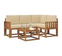 vidaXL Set di divani da esterno con cuscino 5 pcs Naturale e Beige, Divano Sezionale da Giardino, Mobili da Esterno Moderni, Lounge Durevole per Patio, Posto a Sedere per Terrazza, Set di Vita Confor