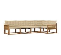 vidaXL Set di divani da esterno con cuscino 5 pcs Naturale e Beige, Set di Mobili da Esterno Moderni, Collezione di Divani per Giardino, Comoda Suite Lounge