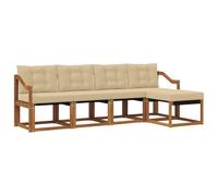 vidaXL Set di divani da esterno con cuscino 5 pcs Naturale e Beige, Set di Mobili da Giardino, Divano Moderno Esterno, Lounge Sezionale, Locale Patio Comodo