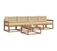 vidaXL Set di divani da esterno con cuscino 5 pcs Naturale e Beige