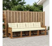 vidaXL Set di divani da esterno con cuscino 5 pcs Naturale e Crema, Divano da giardino, set comodo e moderno, arredo per esterni, relax garantito per patio e terrazzi