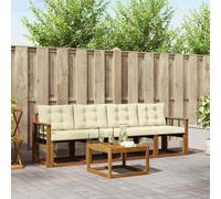 vidaXL Set di divani da esterno con cuscino 5 pcs Naturale e Crema, Divano da Giardino, Sofa Moderna per Patio, Mobili Resistenti per Esterni, Set Comodo per la Terrazza