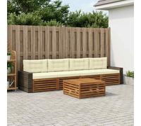 vidaXL Set di divani da esterno con cuscino 5 pcs Naturale e Crema, Mobili da giardino, divano sezionale moderno per terrazza, comfort per lounge all'aperto