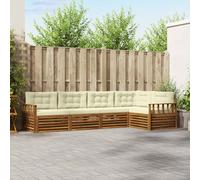 vidaXL Set di divani da esterno con cuscino 5 pcs Naturale e Crema, Set Comfort Esterno, Divano Sezionale Moderno, Lounge Resistente, Mobili da Giardino, Posti per Relax